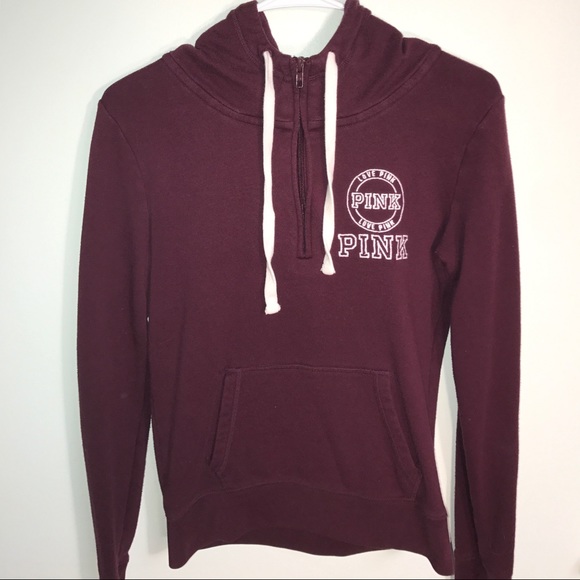 PINK Victoria's Secret Tops - PINK Burgundy Zip-up Hoodie